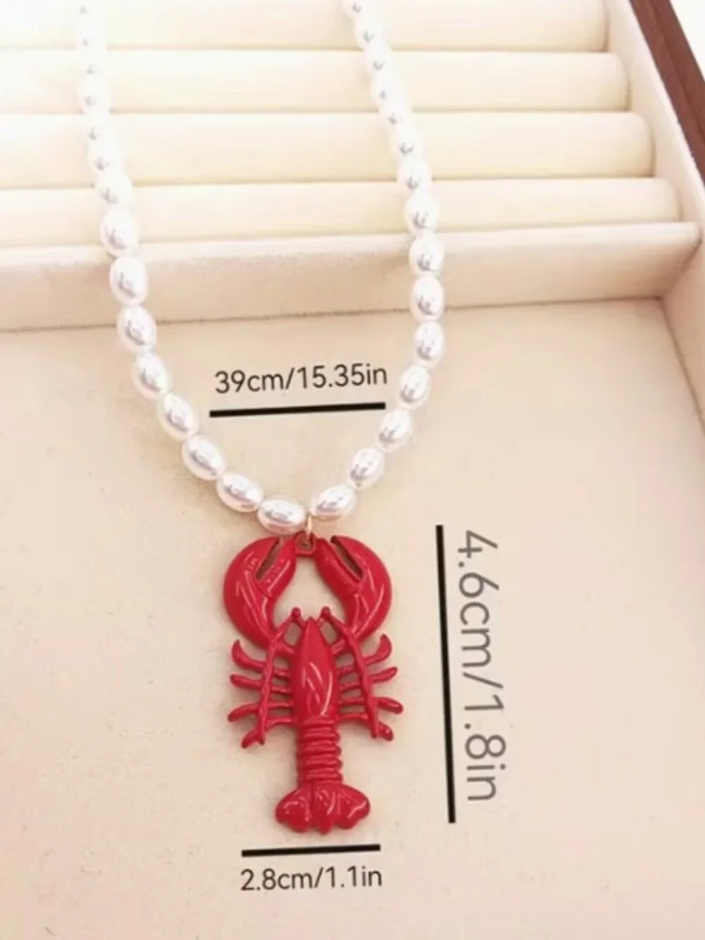 Red & Pearl Lobster Statement Necklace (NEW & SO CUTE!) - Picture 4 of 5